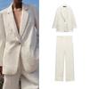 Весеннее поступление Рабочая одежда Лацканы Длинные рукава Эффект мятости Костюм Верхняя одежда 8372333 Брюки широкие 8372433