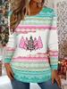 Christmas Theme 3D Print Women's Crew Neck T-Shirt, Casual Long Sleeve T-Shirt For Spring & Fall, Women's Clothing Pullover