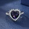 Классические милые романтические кольца с фиолетовыми кристаллами в форме сердца для женщин, обручальное свадебное кольцо для аксессуаров, размеры 6-10