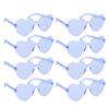 8 пар Солнцезащитные очки в форме сердца Поликарбонатные линзы Оригинальные безрамные Очки в форме сердца для женщин Пляжная вечеринка Синие