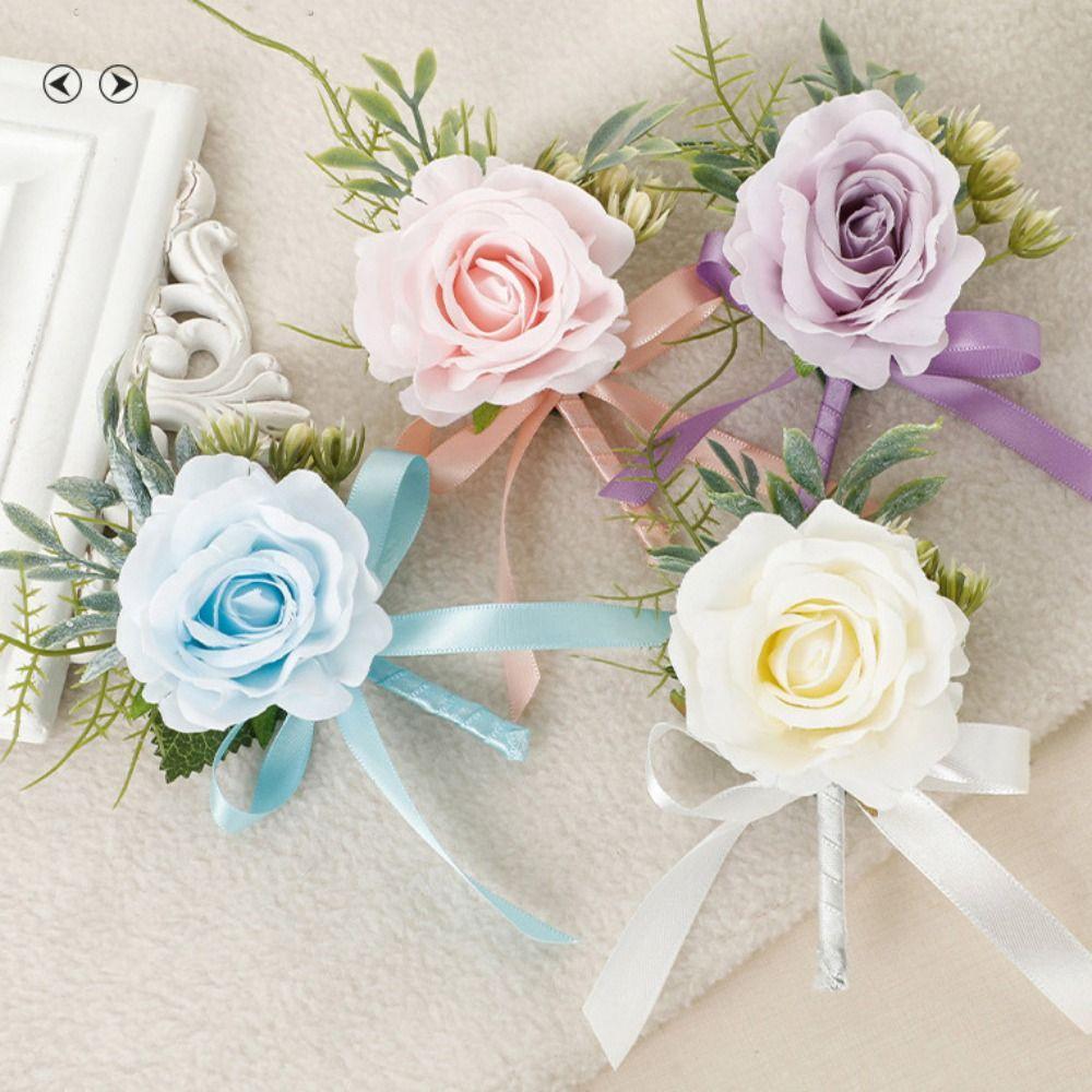 Имитация цветка жемчуга цветок на запястье романтическая роза корсаж жених-невеста корсаж выпускной