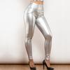 Shascullfites Серебряные кожаные брюки Melody с высокой талией и кольцевой застежкой-молнией, сексуальные облегающие кожаные леггинсы на бедрах