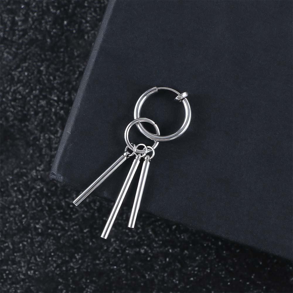 Хип-хоп Круглые женские серьги-клипсы из нержавеющей стали Мужские серьги-кисточки Серьги-кольца