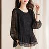 Women's Clothing Stylish Embroidery Shirt Casual Loose Shirt Nine Quarter Sleeve Spring Commute Solid Color All-match Blouse