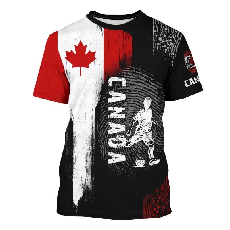 Canadian American Football Flag 3D Printed T-shirt Men's Outdoor Football Sports Shirt Fashionable Summer Casual Comfortable Short Sleeved Tops