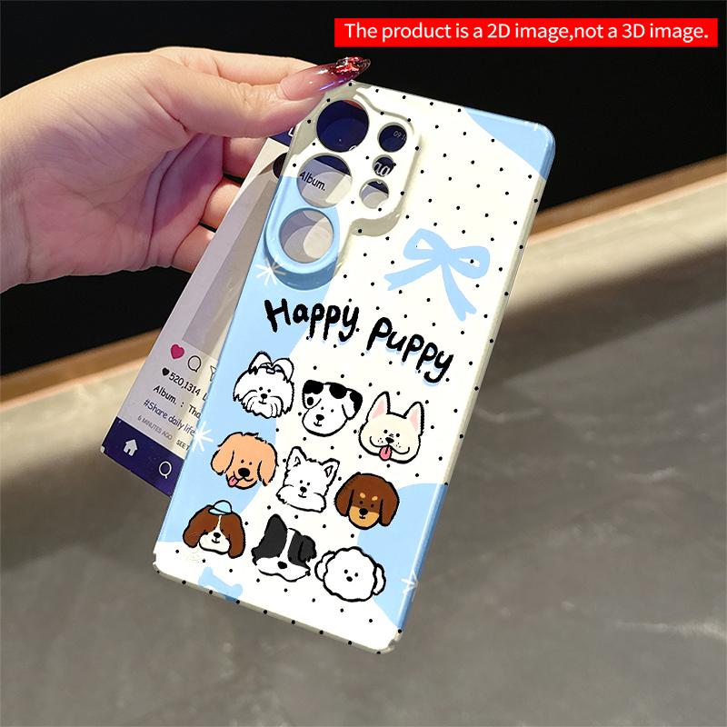 2DFlat Samsung phone case Happy Puppy Dog Faces Phone Case Applicable to Galaxy S22 S23 S24 S25ULTRA S26 A12 A13 A14 A15 A16 A34 A35 A54 A55