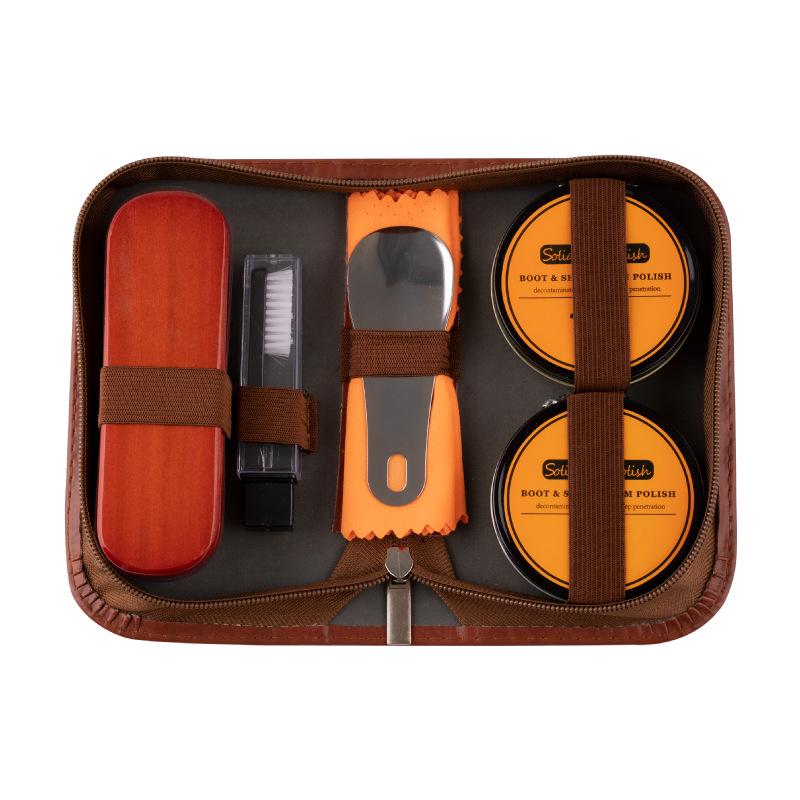 Набор из 7 предметов Love Orange для чистки обуви из конского волоса и ухода за кожей - Черный и бесцветный очиститель с инструментами для ухода