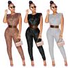 Women Spring Sequined Sleeveless High Waist Bodycon Shinny Elegant for Evening Party Night Club Jumpsuits