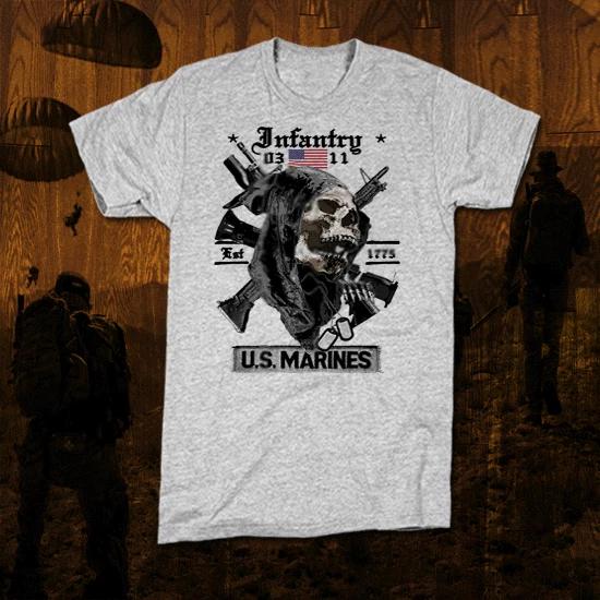 Army infantry T-shirt Tops Tees Unisex 0311 Iraq Afghan War Combat Veteran skull follow me!