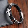 Винтажный плетеный крест из нержавеющей стали в стиле панк, персональный минималистичный кожаный браслет для мужчин, уличные украшения в стиле хип-хоп