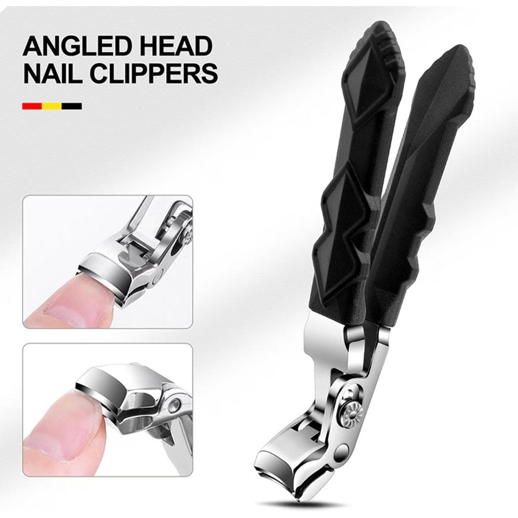 Nail Clippers, Ergonomic Design for Thick and Hard Nails, Anti-Splash, Non-Slip Handle, Sharp Stainless Steel Blades 2PCS