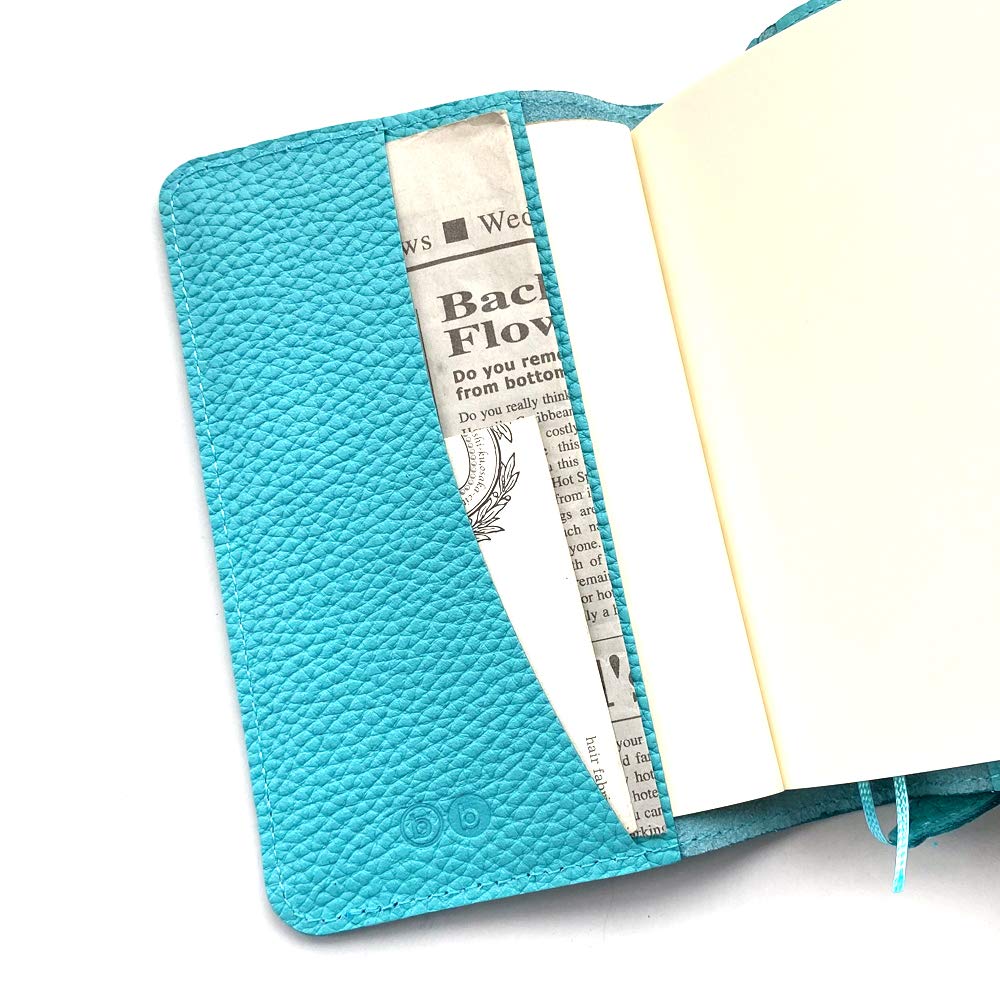 [blue Bloom] A6 Planner Cover with Bookmark, Stylish and Cute Blue Leather, Genuine Shrink-Embossed Leather, Made In Japan, Bb006 (Blue Beetle)