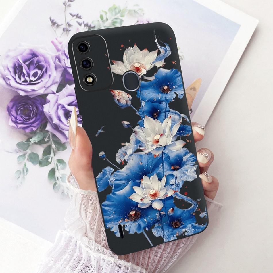 For ITEL A48 Cute Flower Butterfly Cat Painted Case For Itel A48 Black Silicone Soft Phone Cases