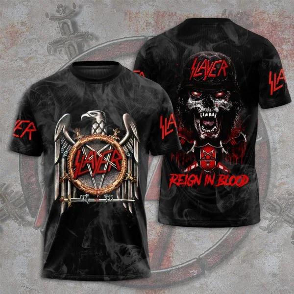 Модная Мужская Футболка Рок-группа Slayer 3D Печать Футболки Мужчины Женщины Хип-хоп Короткий Рукав Футболка Оверсайз Уличная Одежда Топы Одежда