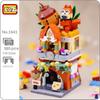 LOZ 1641 City Street Squirrel Nut Food Shop Store Animal Architecture Model Mini Blocks Bricks Building Toy for Children