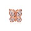 Rose Gold Pave Butterfly Charms 925 Sterling Silver Clear CZ Beads for Jewelry Making Fit Europe Bracelets
