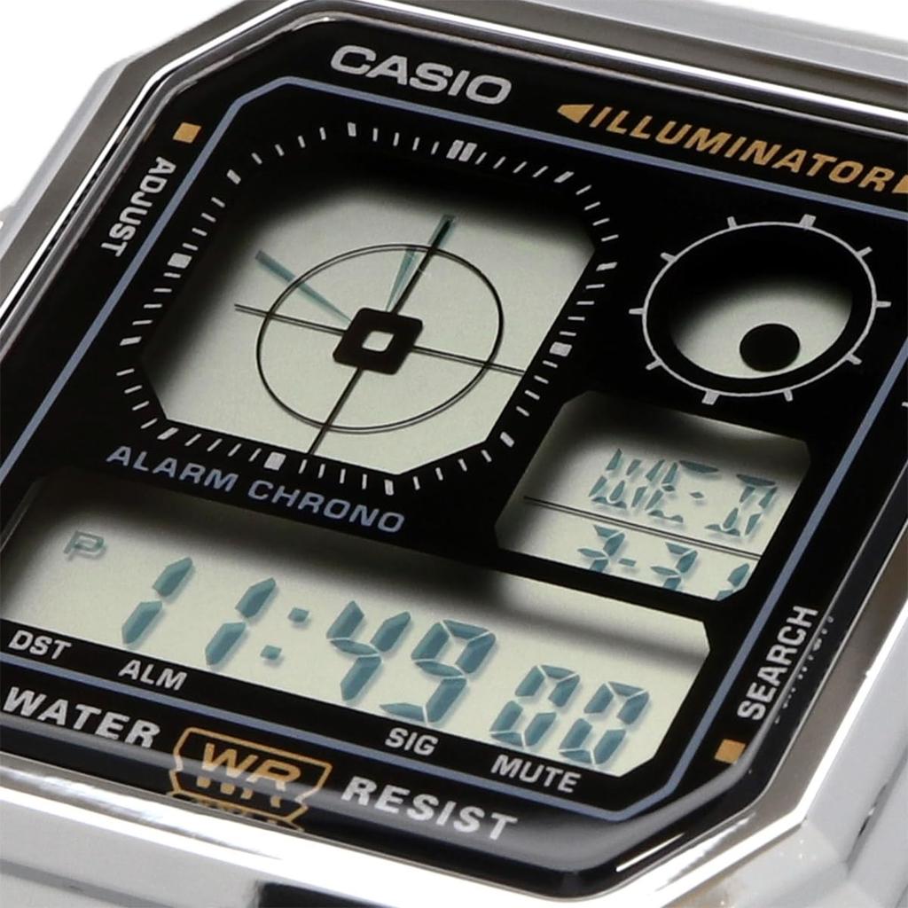 Casio Стандартные цифровые часы с аналоговым циферблатом, Серия Vintage A130WE-1A, Унисекс, Серебристый x Черный