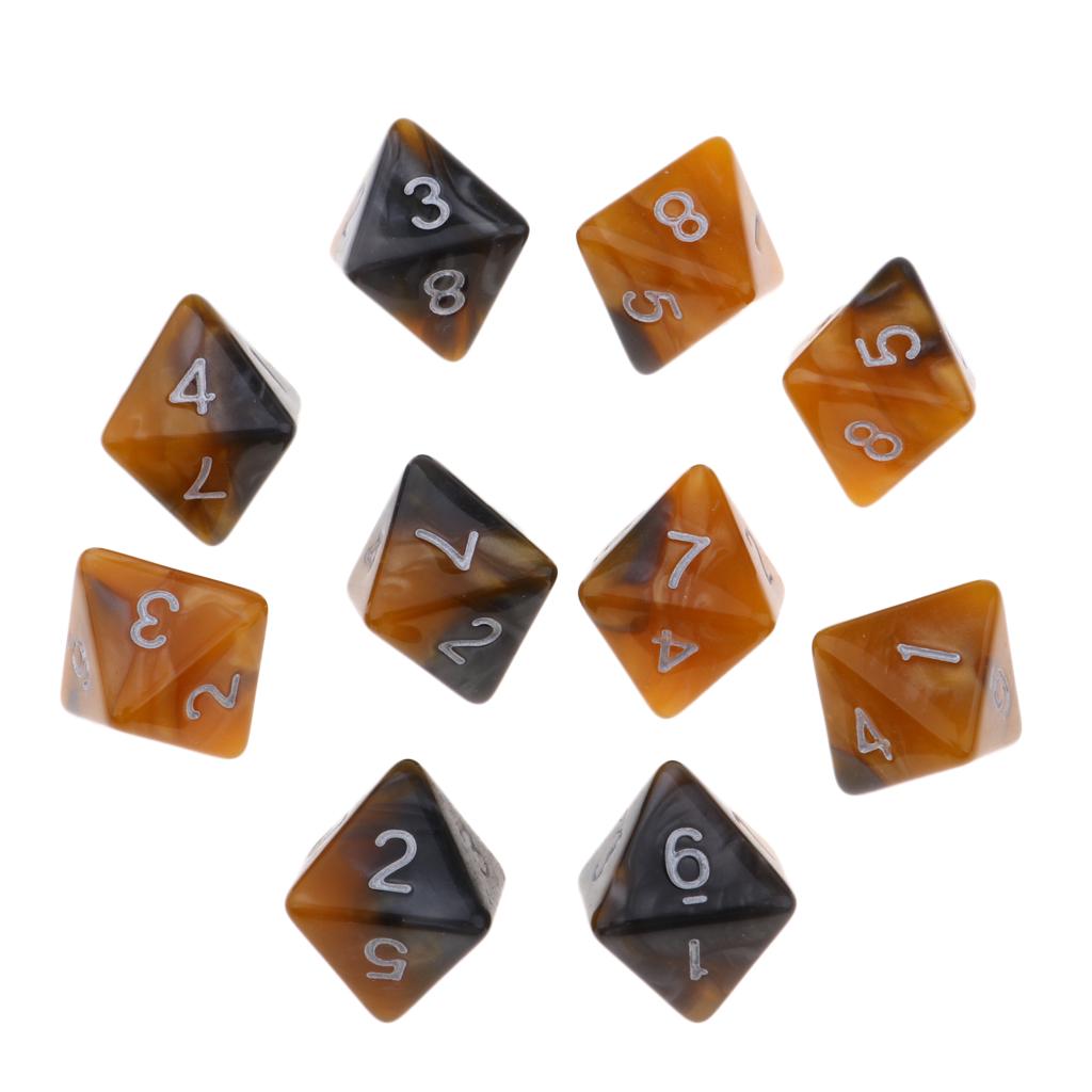 10 Штук Многогранных Кубиков Коллекция Многогранные Кубики D8 для TRPG Игры D Dragons Коллекция 8-гранных Кубиков