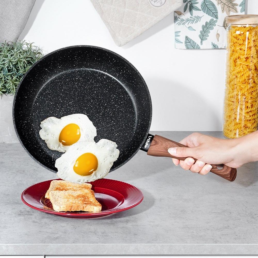Granite frying pan with glass lid BLACK&WOOD 26 cm