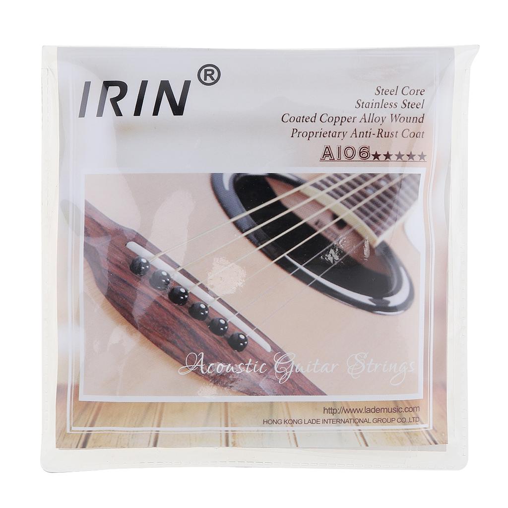 IRIN 6 шт./компл. струны для акустической гитары Flok 009-045 дюймов, нержавеющий стальной сердечник с покрытием из медного сплава