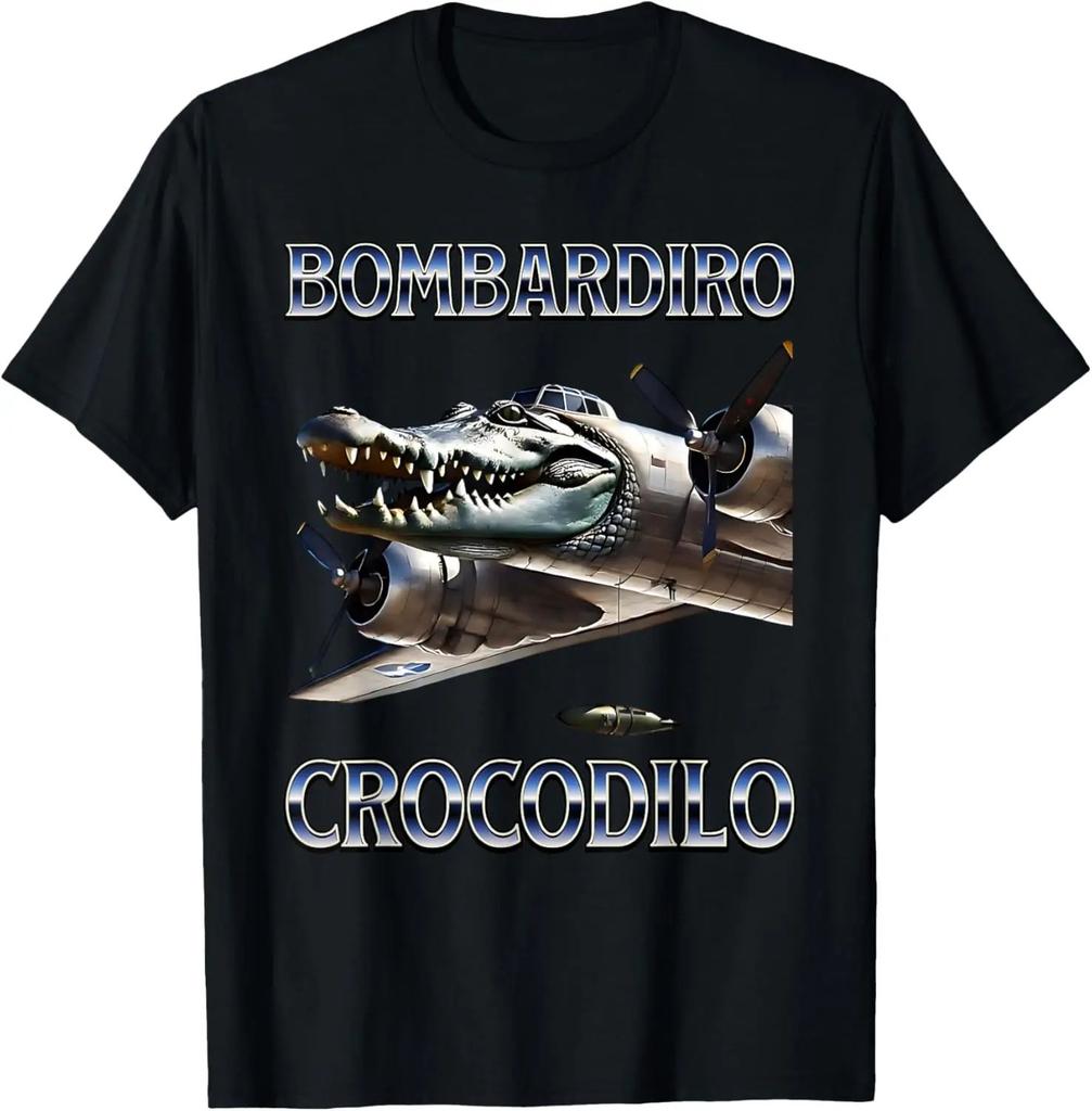 Bombardino Crocodilo Meme T-Shirt Men Women Short Sleeve Cotton Tees Funny Graphic T-shirt Y2k Outfit Summer Tops Men's Clothing