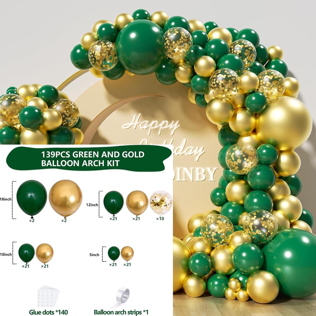 Mori Set Green Latex Balloon Chain Set Vintage Themed Birthday Party Decorative Jungle Set
