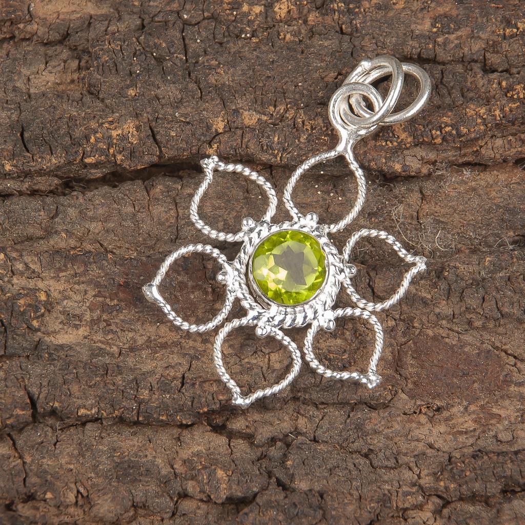 Peridot Pendant Gemstone Jewelry, 925 Solid Sterling Silver Pendant, Handmade Jewelry Dainty Pendant, Gift For Him