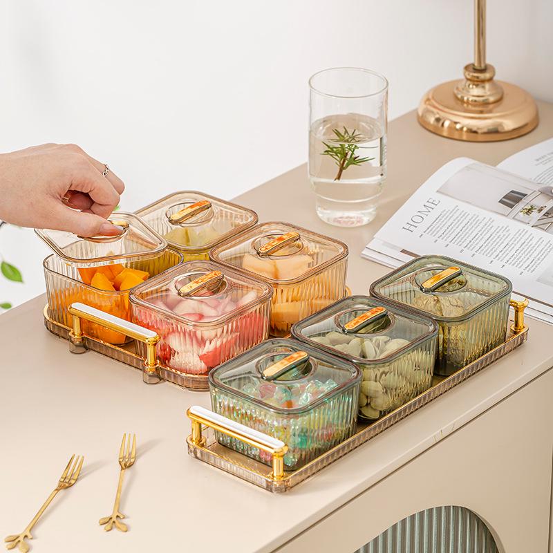 Прозрачная тарелка для закусок и фруктов для гостиной - коробка для демонстрации конфет, орехов и сухофруктов