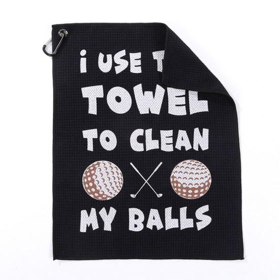Golf Towel Microfiber Printed Funny Golf Ball Cleaning Towel with Clip for Golf Fans Friends Husband Boyfriend
