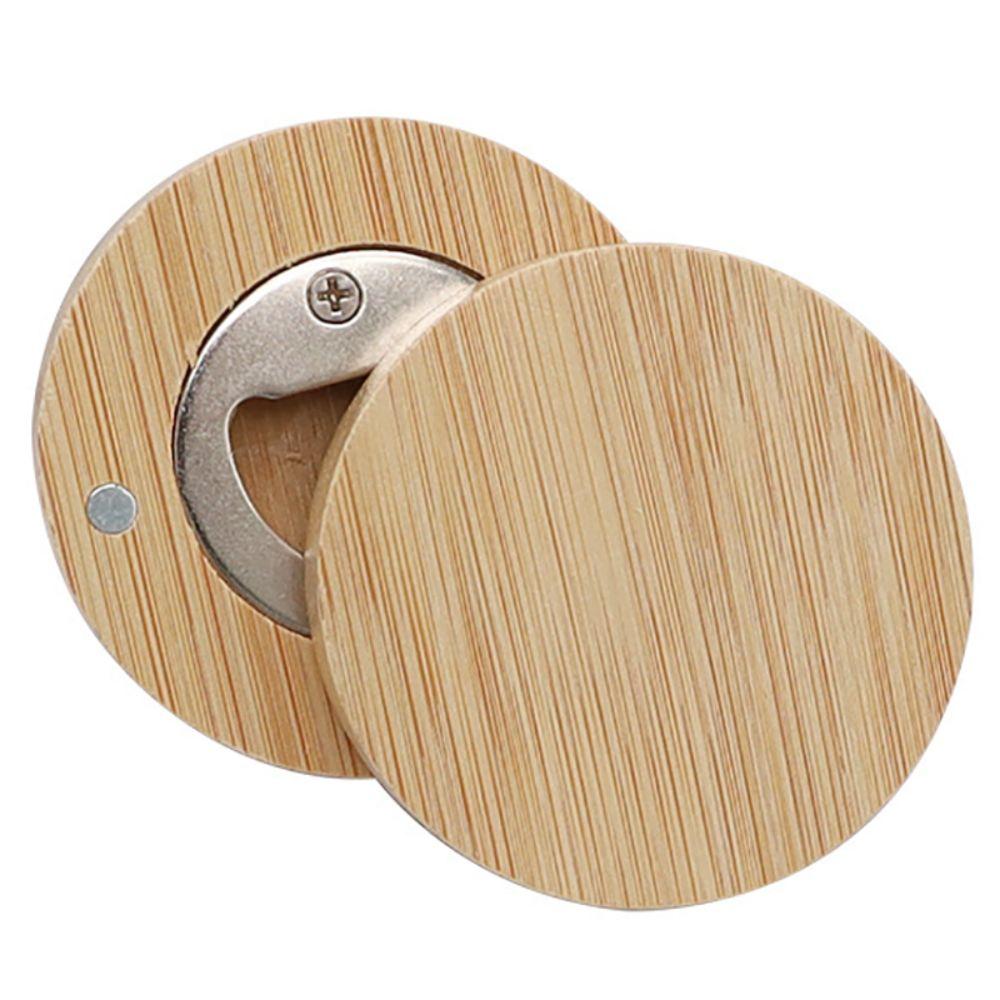 5pcs Magnetic Bamboo Blank Bottle Opener Round Fridge Magnet Kitchen Gadget Beer Opener  Soda