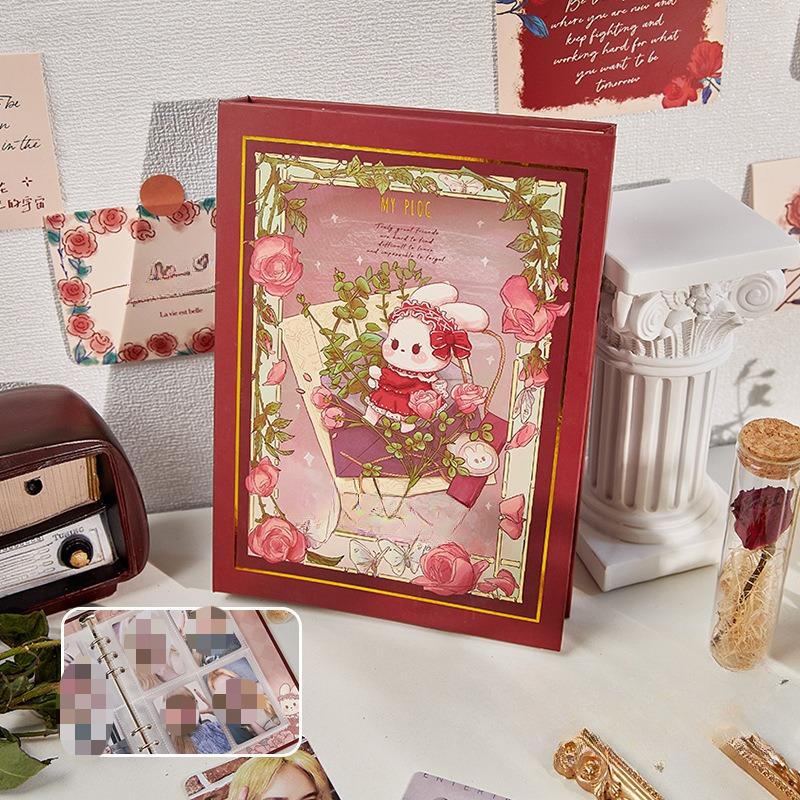 Y2K American Retro Pink Black Butterfly Card Альбом Эстетическая лазерная обложка Girl Kpop 3-дюймовая фотокарточка Сборник Книга 80 шт. Слот для карт