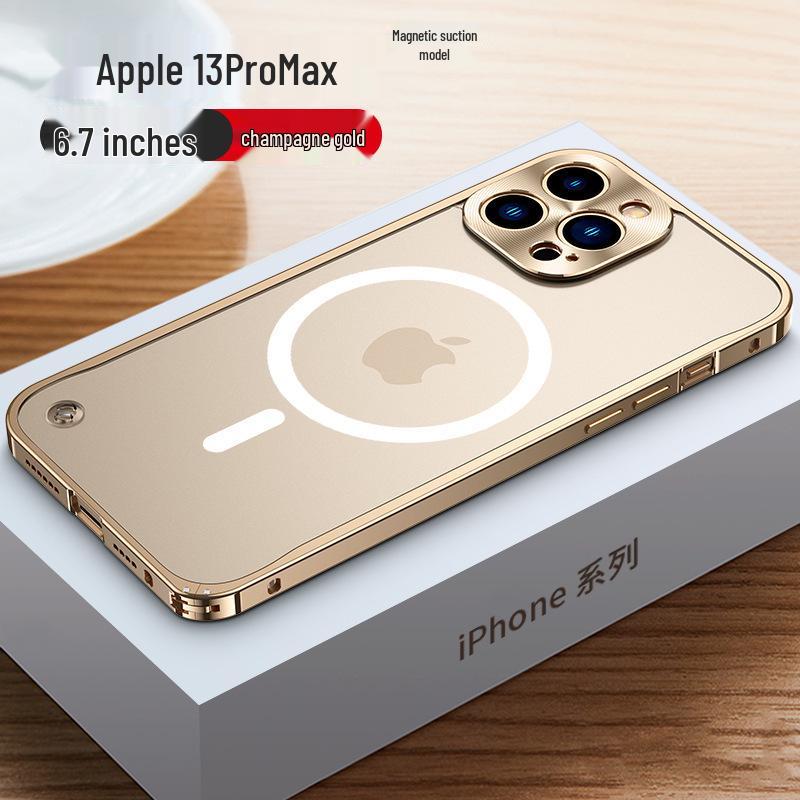 «Магнитный матовый чехол с металлическим каркасом и застежкой-кнопкой для iPhone 15 и 14»