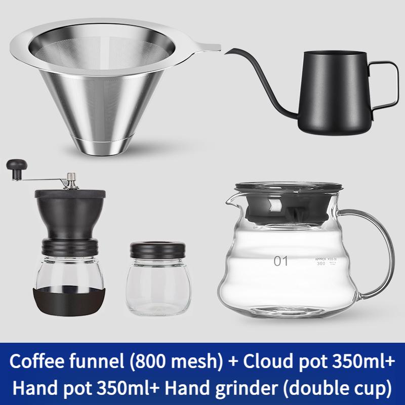 800 меш кофейный фильтр нержавеющая сталь двухслойный кофейная воронка домашний фильтр безбумажный ручной кофейный набор оборудования