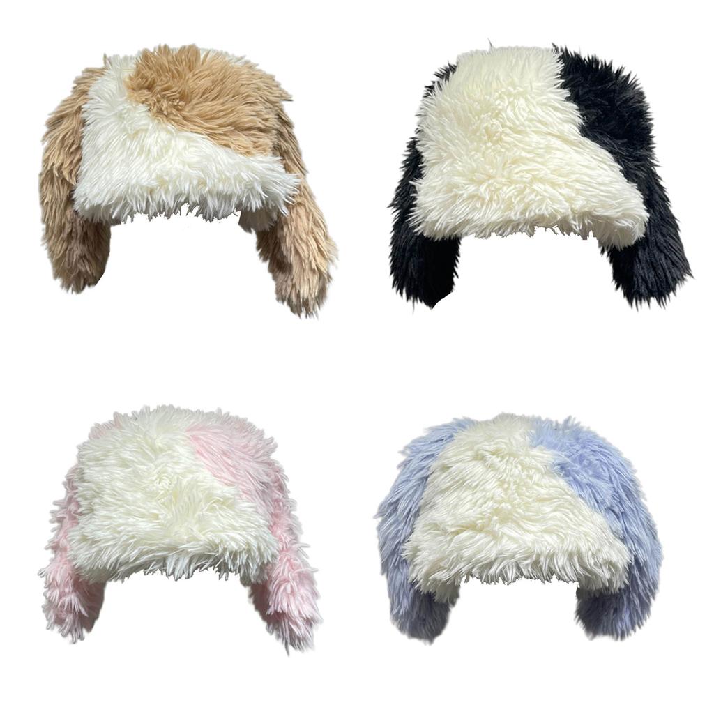 Cute Woollike Plush Long Ears Beanie Womens Lady Girl Headgear Caps Christmas Hats Faux Furs Beanie Hat Pullover Cap