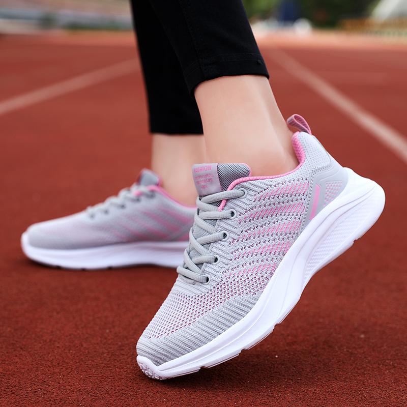 Women's Summer 2024 Fashion Sports Shoes Comfortable Lace Up Casual Thick Sole Mesh Running Shoes Zapatillas De Deporte