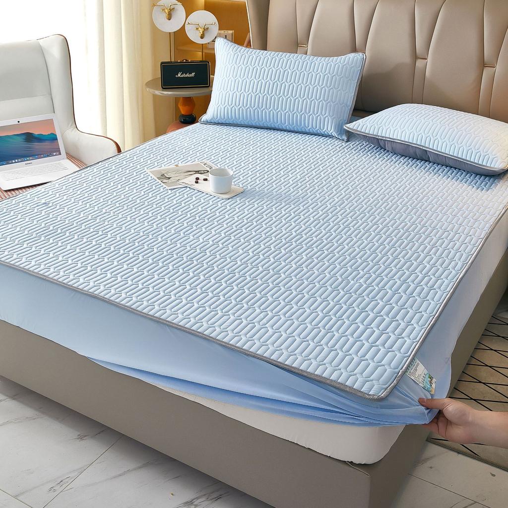 3PC Summer Latex Bed Sheet Summer Mat Ice Silk All-inclusive Mattress Protective Cover Ice Silk Bedspread
