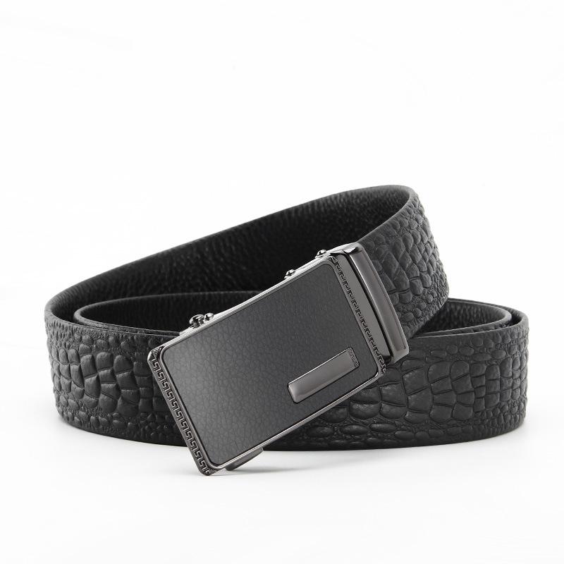 Мужской ремень из натуральной коровьей кожи, автоматическая пряжка, деловой повседневный, ремень из коровьей кожи высшего слоя, мужской поясной ремень
