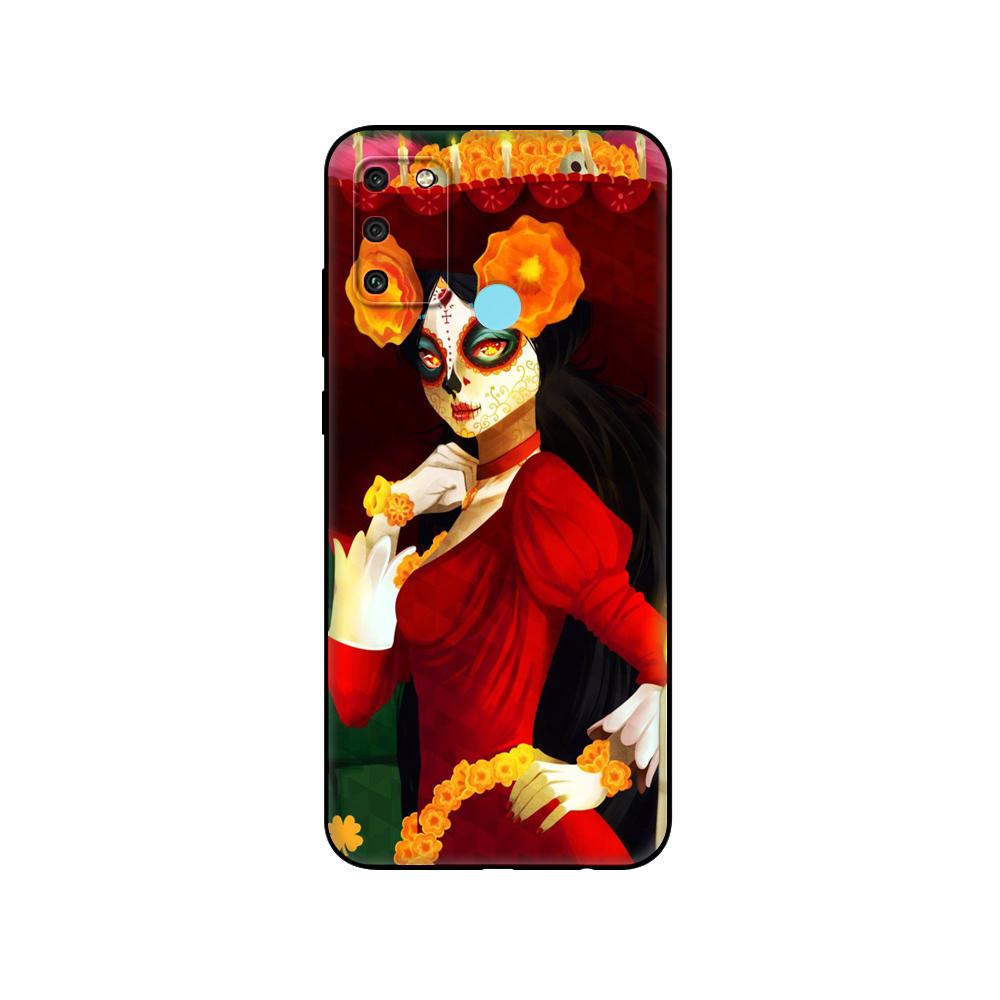 Black Tpu Case For Huawei Honor 8a 8s Prime 9 Lite Honor 9A 9C 9X Premium 9x Pro 9S Case Catrina Beautiful Rose Girl Skull Art