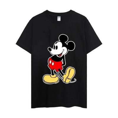 MINISO Футболка Микки Маус Женская Парная Одежда с Коротким Рукавом Воротник Мода Мужская Хлопок