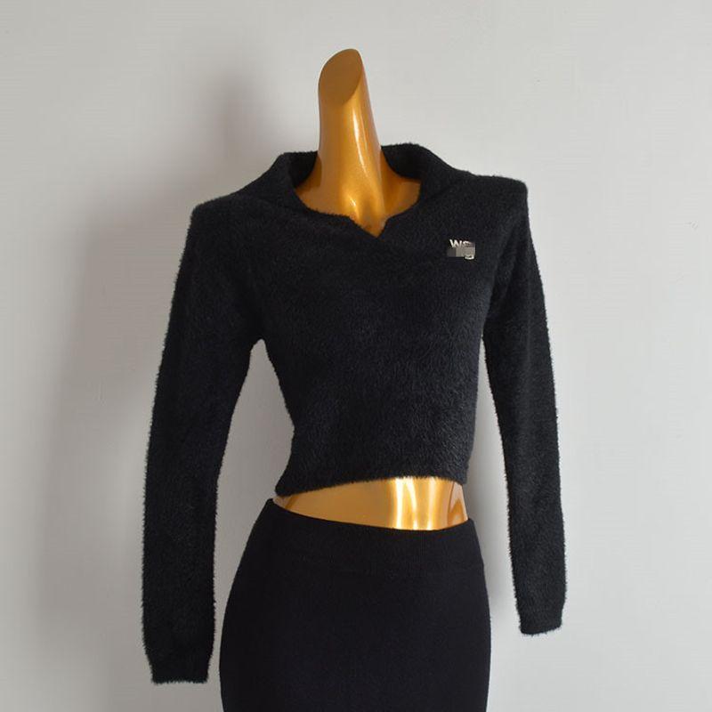 Style New Arrival Anti-Mink Velvet Lapel Pullover Knitwear Sweaters Women's Clothing Fall and Winter Fashion Short Soft Glutinous Long Sleeves Tops