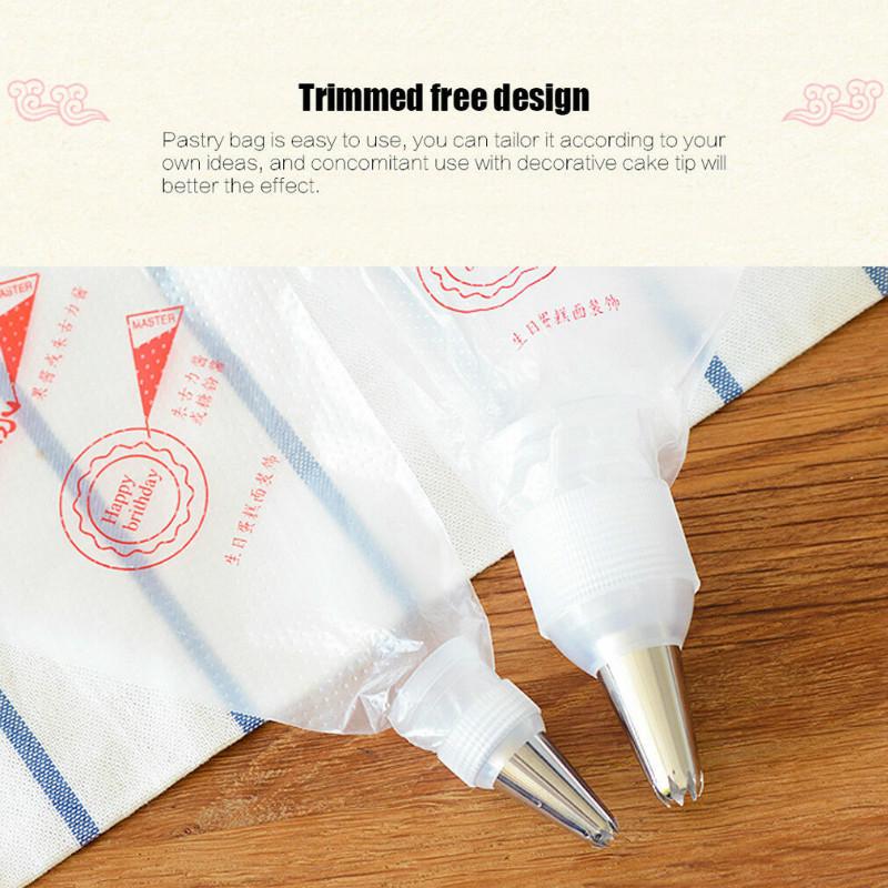 100Pcs Disposable Piping Icing Cream Bag Cake Decorating Tools Fondant Diy Pastry Tip Tool Set
