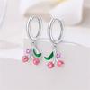 New 925 Silver Bee Butterfly Pink Lily Lotus Earrings For Women Cherry Strawberry Ear Studs Elegant Party Jewelry