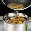 Large-capacity oil strainer, 18-8 stainless steel oil can with a large diameter and deep design, filters residue, and is a cooking utensil.