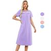 Women’s Nightgowns Cotton Square Neck Short Sleeves Sleepshirts Comfy Casual Summer Autumn Pajamas Lounge Wear Home Clothes
