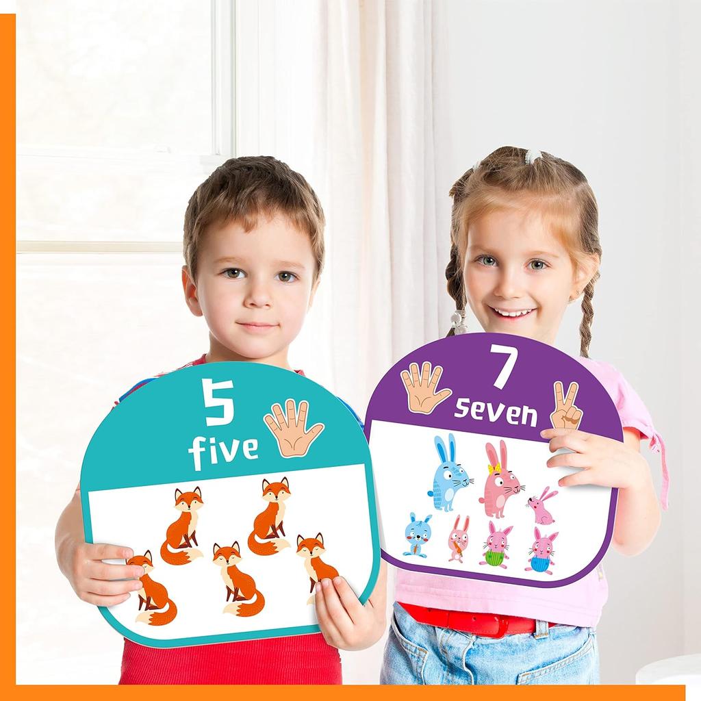 10 PCS Number Posters, Numbers Learning Bulletin Board Set School Decoration Supplies Educational Teaching Tool for Toddler Kid Family Classroom,