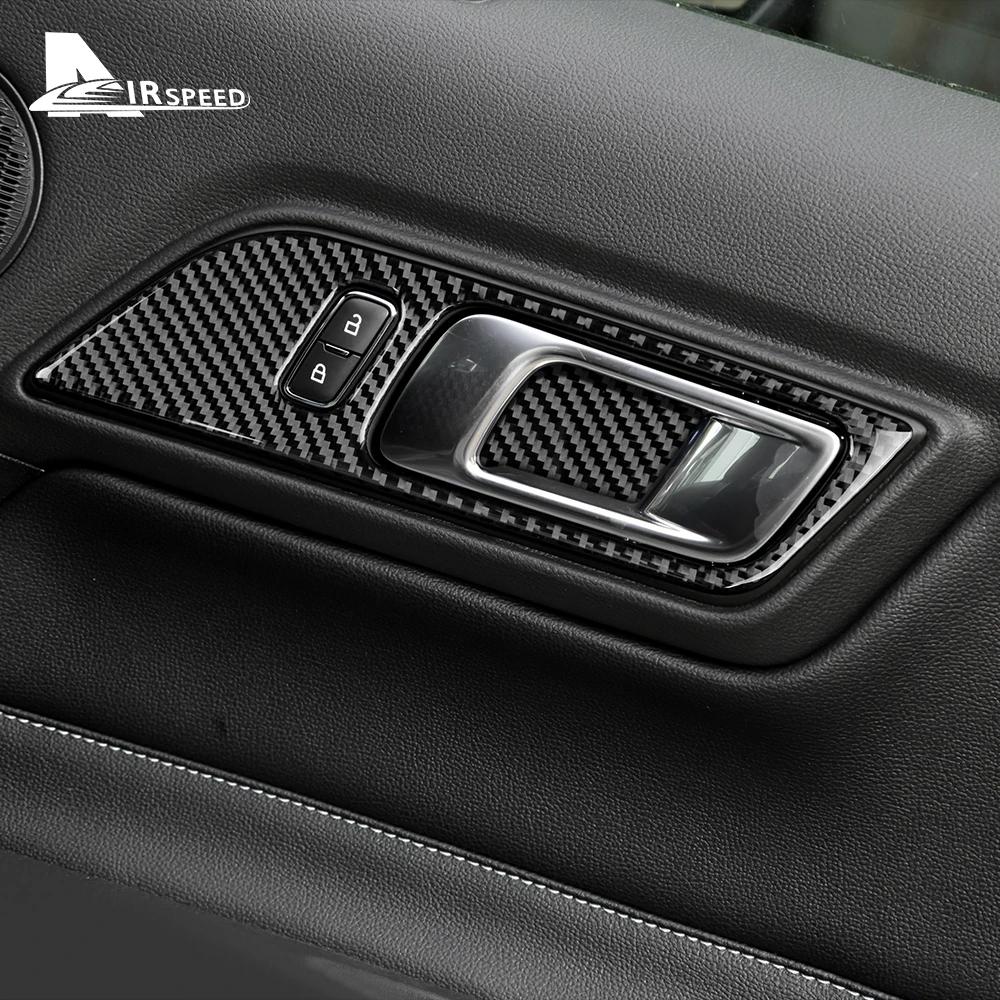 Внутренняя ручка двери автомобиля из углеродного волокна, наклейка на рамку дверной чаши для Ford Mustang 2015-2022, аксессуары для интерьера