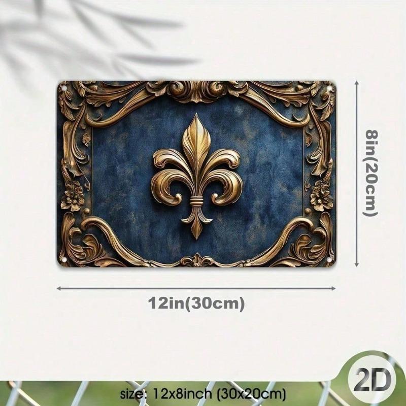 SHEIN SXY Винтажная металлическая жестяная табличка Декор стен 12x8 дюймов, Ретро Цветок лилии 2D Плоский Французский деревенский кухонный декор, Элегантный дом A