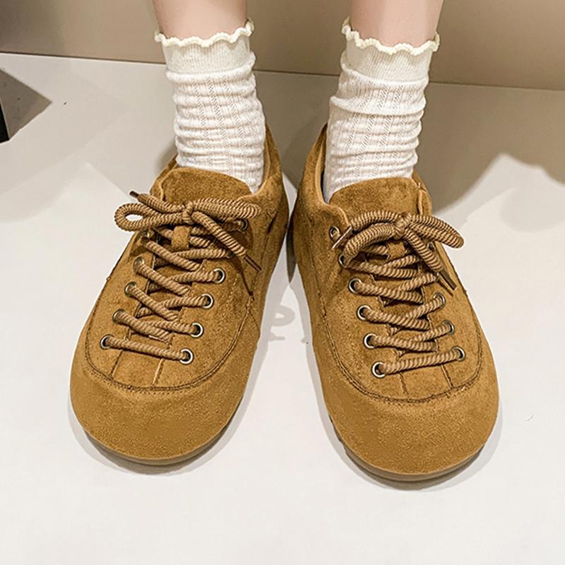 Модные балетки Женские лоферы Туфли на шнуровке Замшевые дизайнерские спортивные туфли 2025 Модные повседневные женские кроссовки Осень Новые Zapatillas De Mujer