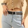 Men Belt with Square Bead Pyramid Decoration Punk Hip Hop Style Adjustable Length Waistband Jeans Belt