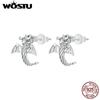 925 Sterling Silver Flying Dragon Stud Earrings Oxidized Silver Vintage Ear Studs Fine Jewelry For Women Girl Party Gift